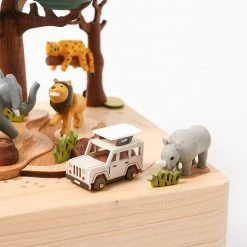 Wooderful Life *New* Pre-order: Wooden Safari Music Box (ships End Of July)