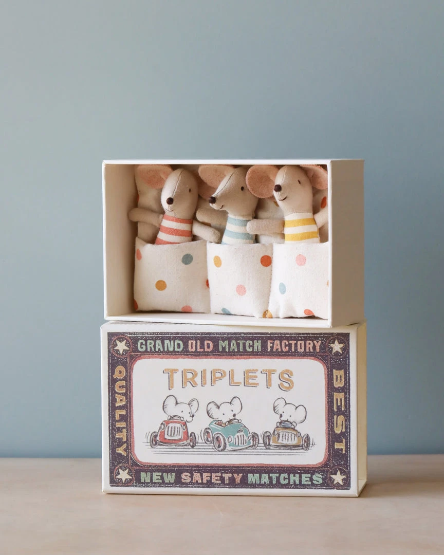 *New* Maileg | Triplets Baby Mice In Matchbox 3 *New* Maileg | Triplets Baby Mice In Matchbox