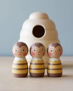 Gnezdo Handmade Wooden Honey Bee Set With Beehive *New*