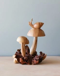 Odin Parker *New* Handmade Wooden Mushrooms With Snail