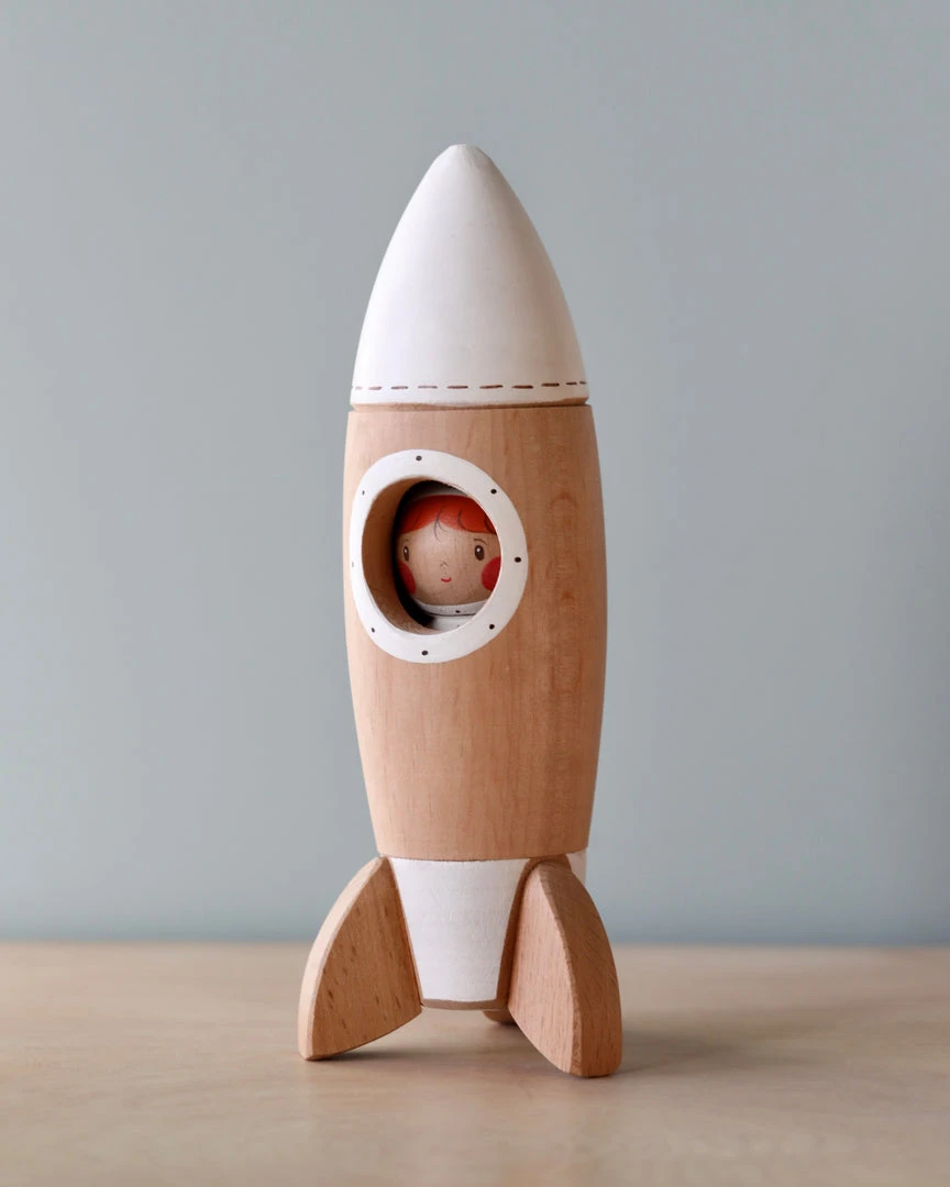 Vendor-unknown Handmade Wooden Rocket & Astronaut
