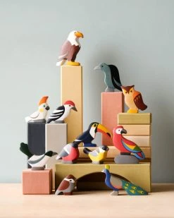 Mikheev Manufactory 12 Piece Wooden Bird Set *New*