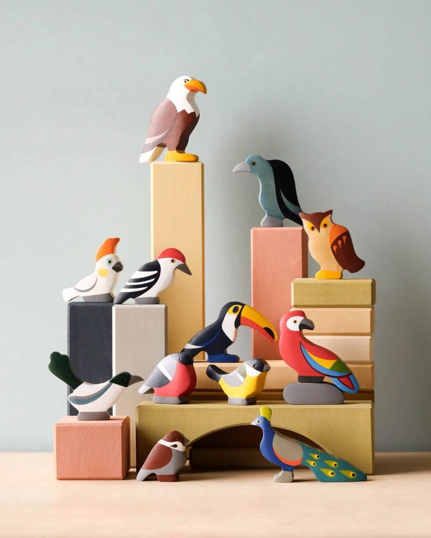 Mikheev Manufactory 12 Piece Wooden Bird Set *New* 3 Mikheev Manufactory 12 Piece Wooden Bird Set *New*