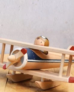 Gnezdo Handmade Wooden Airplane With Pilot