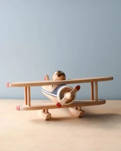 Gnezdo Handmade Wooden Airplane With Pilot