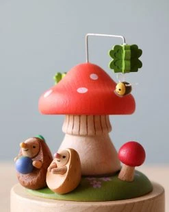 Wooderful Life Mini Wooden Mushroom & Hedgehogs Music Box