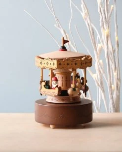 Wooderful Life *New* Christmas Carousel Music Box