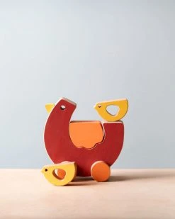 Animi *New* Handmade Wooden Chicken Push Toy