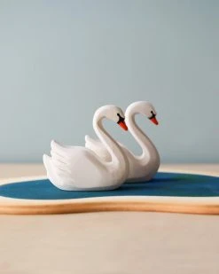 Bumbu Toys *New* Handmade Wooden Swans In A Lake