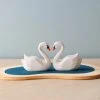 Bumbu Toys *New* Handmade Wooden Swans In A Lake