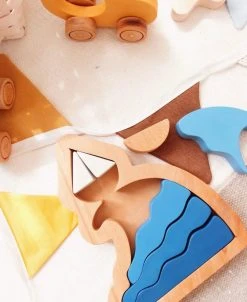 L And Wood *New* Handmade Wooden Ocean Puzzle And Stacker