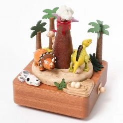 Wooderful Life Wooden Volcano & Dinosaur Music Box