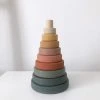 Sabo Concept *New* Wooden Pyramid Stacker - Green & Mustard