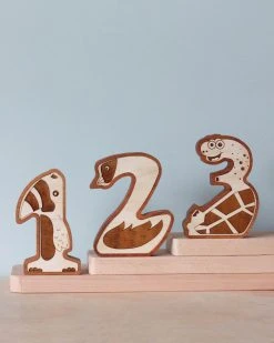 Circle Solid *New* Wooden Animal Numbers (0-9) - Made In USA