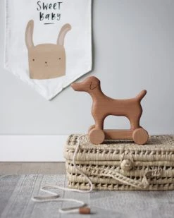 Outlet Handmade Wooden Dog Pull Toy Wooden Animals