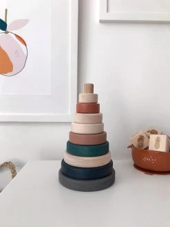Sabo Concept *New* Wooden Pyramid Stacker - Terracotta