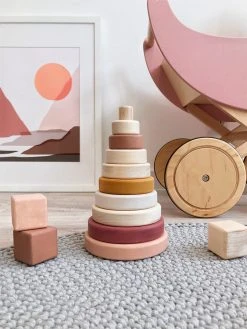 Sabo Concept Wooden Pyramid Stacker - Pink