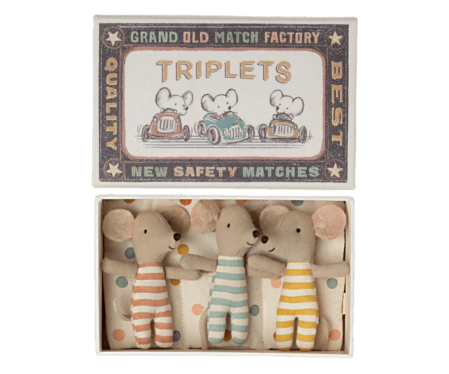 *New* Maileg | Triplets Baby Mice In Matchbox 4 *New* Maileg | Triplets Baby Mice In Matchbox